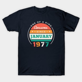 Retro Awesome Since January 1977 Birthday Vintage Bday 1977 T-Shirt